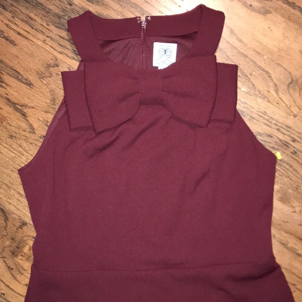 Cece Burgundy/Red bow neck dress  Size 10